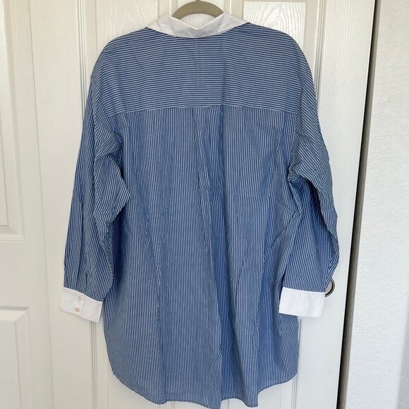 American Eagle Blue Striped Shirt Dress - Picture 3 of 3